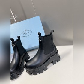 Prada, высшая версия, ботинки на толстой подошве с карманами треу