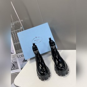 Prada, высшая версия, ботинки на толстой подошве с карманами треу