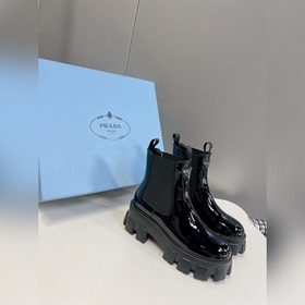 Prada, высшая версия, ботинки на толстой подошве с карманами треу