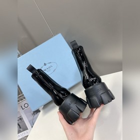 Prada, высшая версия, ботинки на толстой подошве с карманами треу