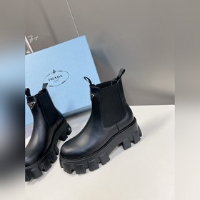 Prada, высшая версия, ботинки на толстой подошве с карманами треу
