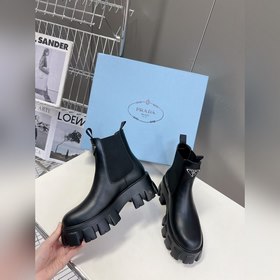 Prada, высшая версия, ботинки на толстой подошве с карманами треу