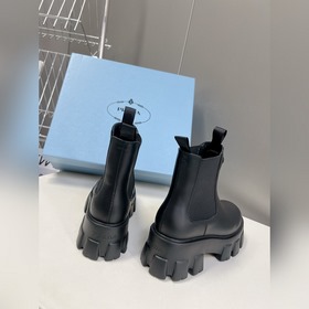 Prada, высшая версия, ботинки на толстой подошве с карманами треу