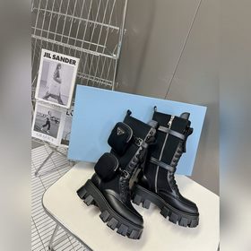 Prada, высшая версия, ботинки на толстой подошве с карманами треу
