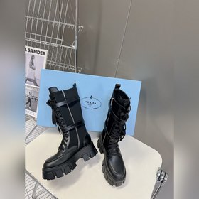 Prada, высшая версия, ботинки на толстой подошве с карманами треу