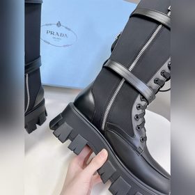 Prada, высшая версия, ботинки на толстой подошве с карманами треу