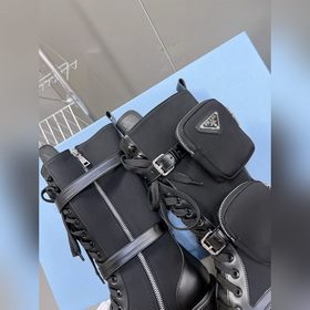 Prada, высшая версия, ботинки на толстой подошве с карманами треу