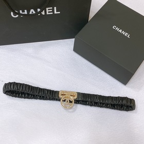 chanel 23c Телечный телец Золотой металл и стразы Черный Эластичн
