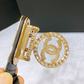 chanel 23c Телечный телец Золотой металл и стразы Черный Эластичн