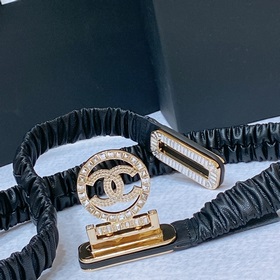 chanel 23c Телечный телец Золотой металл и стразы Черный Эластичн