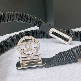chanel 23c Телечный телец Золотой металл и стразы Черный Эластичн