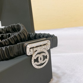 chanel 23c Телечный телец Золотой металл и стразы Черный Эластичн