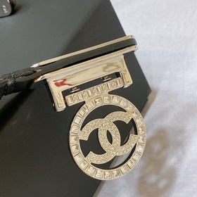 chanel 23c Телечный телец Золотой металл и стразы Черный Эластичн