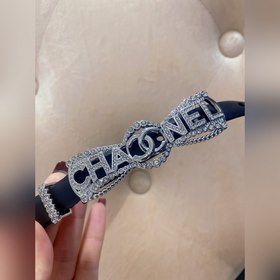 chanel 23 cc стразы из кожи теленка, серебристый металл, ремень 