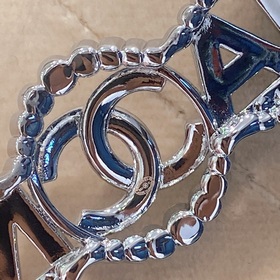 chanel 23 cc стразы из кожи теленка, серебристый металл, ремень 