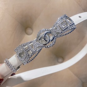 chanel 23 cc стразы из кожи теленка, серебристый металл, ремень 