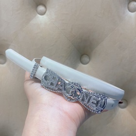 chanel 23 cc стразы из кожи теленка, серебристый металл, ремень 