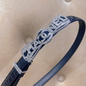 chanel 23 cc стразы из кожи теленка, серебристый металл, ремень 