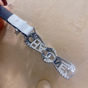 chanel 23 cc стразы из кожи теленка, серебристый металл, ремень 