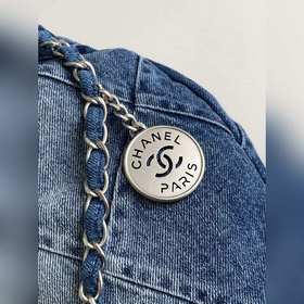 Новейшая сумка CHANEL 22 из денима Джинсовая ткань, сочетающаяся 