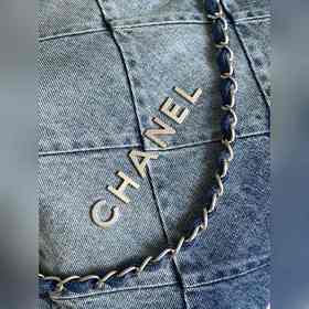 Новейшая сумка CHANEL 22 из денима Джинсовая ткань, сочетающаяся 