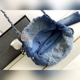 Новейшая сумка CHANEL 22 из денима Джинсовая ткань, сочетающаяся 