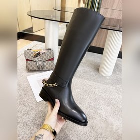 Chanel/Chanel Черные высокие ботинки с цепочкой, цепочка съемная,