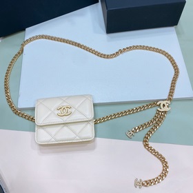 chanel 23 кожаный поясной кошелек с латунными деталями, модный и