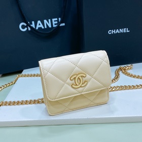 chanel 23 кожаный поясной кошелек с латунными деталями, модный и