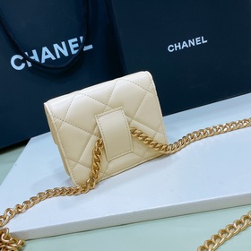 chanel 23 кожаный поясной кошелек с латунными деталями, модный и
