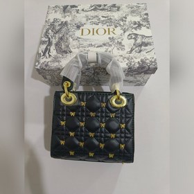 Новая модель сумки Dior.Lady с тремя отделениями, черная кожа с р