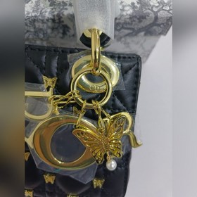 Новая модель сумки Dior.Lady с тремя отделениями, черная кожа с р