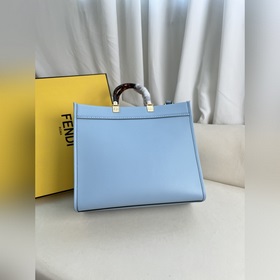 Синий Средняя сумка Fendi для покупок Кожаная сумка-тоут Подробне
