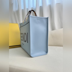 Синий Средняя сумка Fendi для покупок Кожаная сумка-тоут Подробне