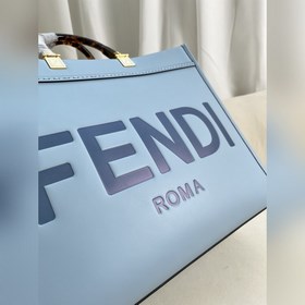 Синий Средняя сумка Fendi для покупок Кожаная сумка-тоут Подробне