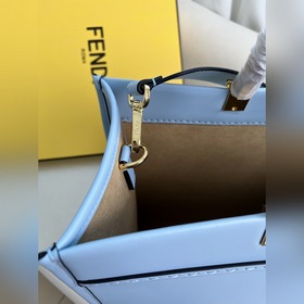 Синий Средняя сумка Fendi для покупок Кожаная сумка-тоут Подробне