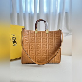 Коричневый тисненый Средняя сумка Fendi для покупок Кожаная сумка