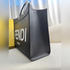 Черный и белый Средняя сумка Fendi для покупок Кожаная сумка-тоут