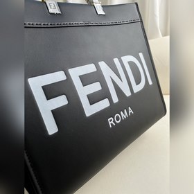 Черный и белый Средняя сумка Fendi для покупок Кожаная сумка-тоут