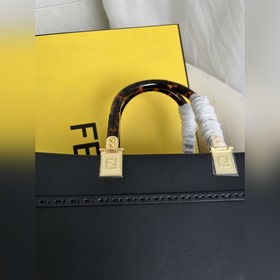Большой черный FéI TOTE сумка «Солнечная сумка» Коричневая кожа с