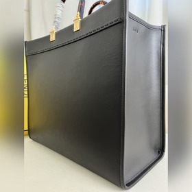Большой черный FéI TOTE сумка «Солнечная сумка» Коричневая кожа с