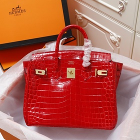 (Оригинальный фон) H Birkin Гладкая кожа крокодила CK67 Vert Fonc