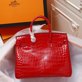 (Оригинальный фон) H Birkin Гладкая кожа крокодила CK67 Vert Fonc