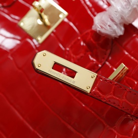 (Оригинальный фон) H Birkin Гладкая кожа крокодила CK67 Vert Fonc