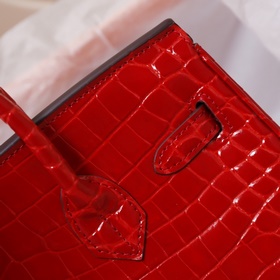 (Оригинальный фон) H Birkin Гладкая кожа крокодила CK67 Vert Fonc