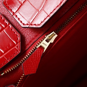 (Оригинальный фон) H Birkin Гладкая кожа крокодила CK67 Vert Fonc