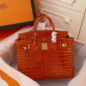 (Оригинальный фон) H Birkin Гладкая кожа крокодила CK67 Vert Fonc