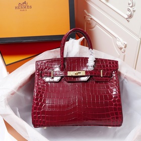 (Оригинальный фон) H Birkin Гладкая кожа крокодила CK67 Vert Fonc