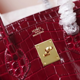 (Оригинальный фон) H Birkin Гладкая кожа крокодила CK67 Vert Fonc