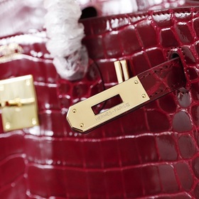 (Оригинальный фон) H Birkin Гладкая кожа крокодила CK67 Vert Fonc